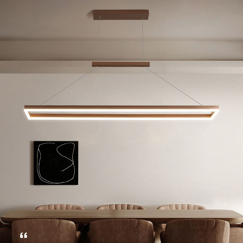 餐厅吊灯led现代简约餐桌吧台灯金色线条长方形轻奢办公室吊灯具