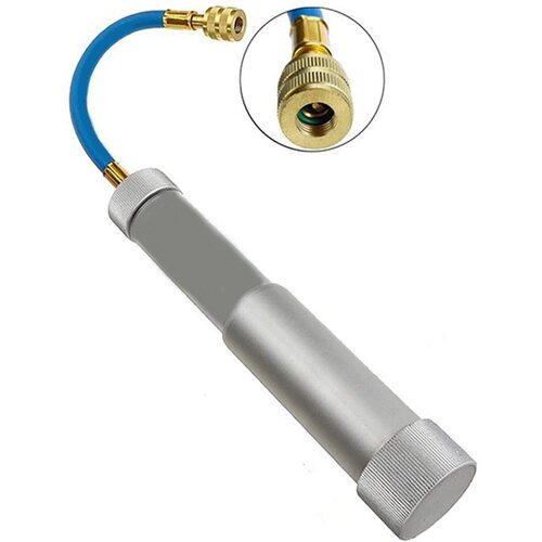 1套 银色 铝  油/染料喷射器 R12 R134a R410a手动泵注油器 1/4 o