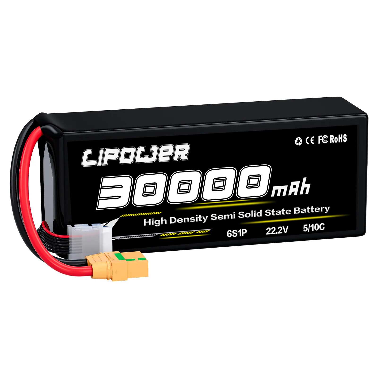 22.2V 30Ah 3000mah大容量高镍轻重量高倍率固态/半固态锂离电池