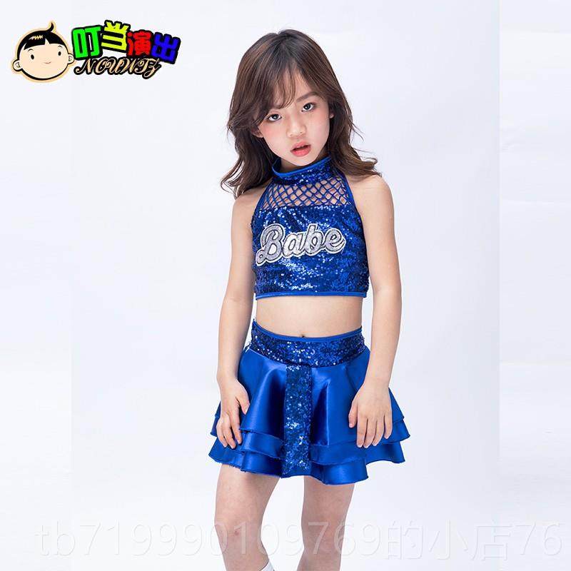 高档儿演出服儿女童亮片爵士舞装啦啦操六服一幼园蓬蓬裙舞蹈表演