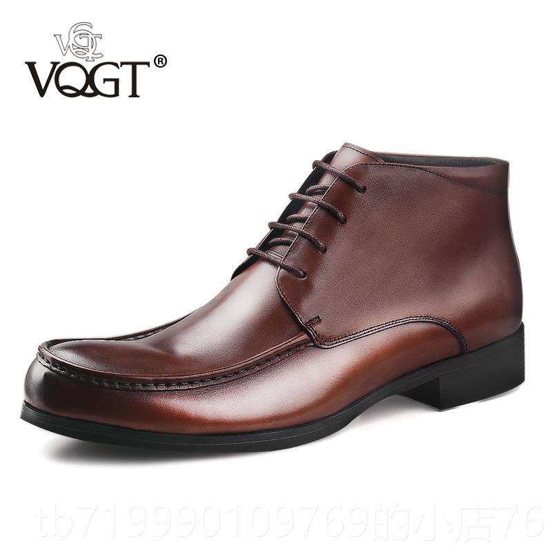 高档靴vqt冬季高帮皮鞋真皮男子伦英男士大头皮靴马丁靴加绒短靴g