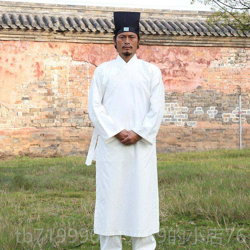 高档三袍宝领道士服长棉麻春秋男女同款袍武当极道三清领太斜襟长