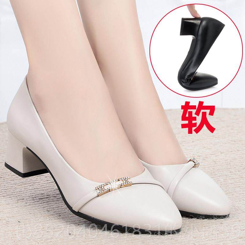 高档单鞋真皮皮2妈502年春软底鞋不累脚粗跟妈鞋中年一脚蹬红色女,女鞋,浅口单鞋,淘宝优惠券,粉丝福利购,淘宝优惠卷