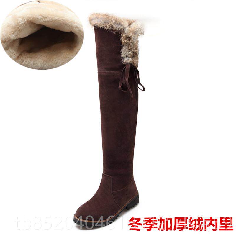 高档025冬季新款雪地靴女加厚加绒长筒过长靴2高筒棉靴34膝0大码4