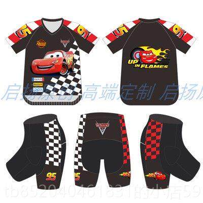 高档启扬儿平车长短袖骑行轮滑服衡动T恤V领速干衣透气运童工厂定