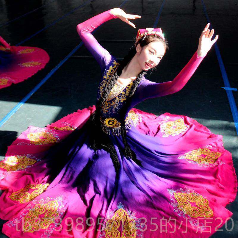 正品定服制新疆舞蹈演出少数民族装维吾族开考场舞服大摆裙古丽艺