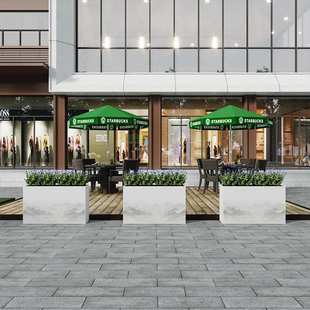 户外铁艺花箱组合售楼部商业街不锈钢外摆种植箱花槽树箱花盆花坛