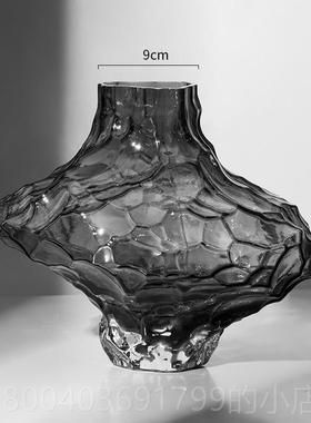 高档北欧山谷玻璃花瓶丹客麦峡谷厅透明插花轻水养奢档创意艺术高