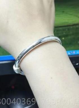 高档足人999纯银手镯实心光面绕丝足银大宝宝款银手工定制民族女