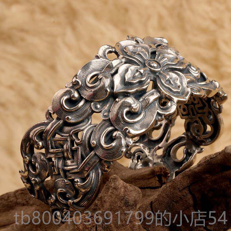 高档银手镯手蒙工纯银个性镯民子族风男女情款人节礼物送女友送妈