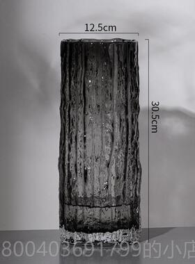 高档ns风网红极冻极冻川花瓶玻璃冰透明插花玫瑰鲜花客i厅餐摆桌