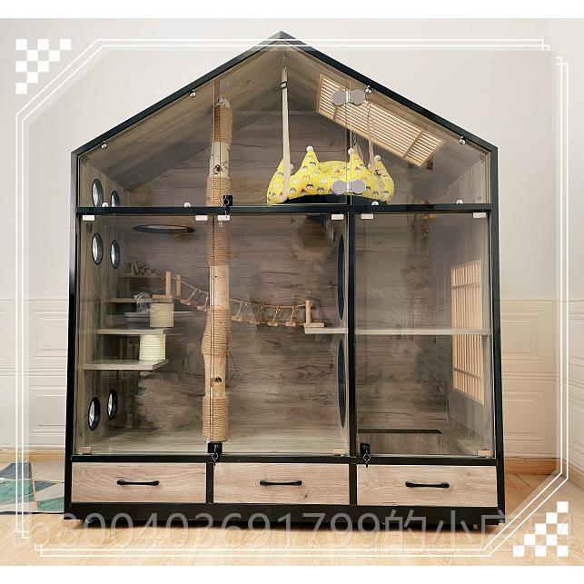 高档定制全景猫别墅笼实木用猫超大自空间室由家内猫咪豪华柜猫屋