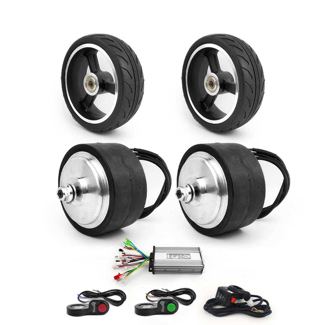 低速 400W 双驱动 5 英寸无刷齿轮轮毂电机车轮套件倒车高扭