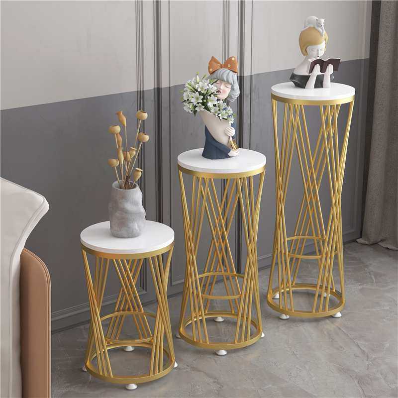 北欧铁艺室内花架轻奢大理石摆件客厅落地式置物架简约花架子