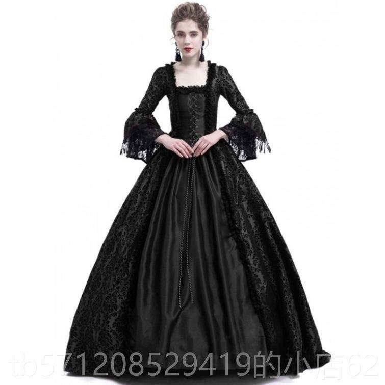 新款欧洲复古典宫廷中世女纪洋装演舞台出服复古欧式贵族晚服礼裙