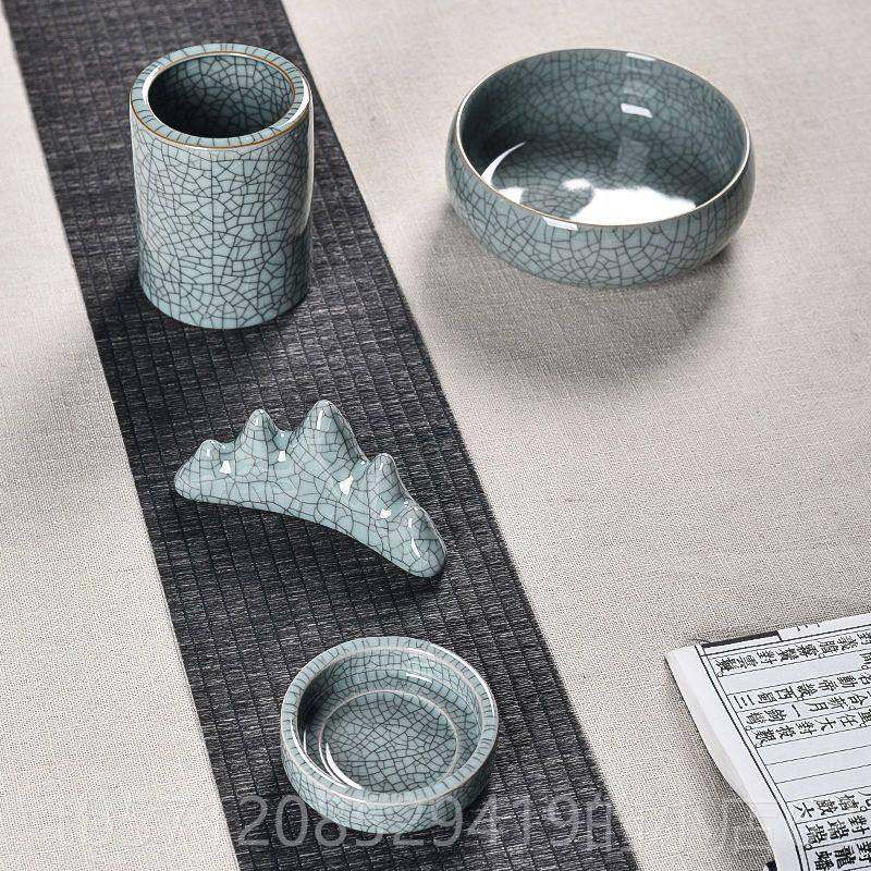 新款多功能陶复古书笔洗汝笔筒砚台水盂墨瓷碟盘窑文房四宝法用品