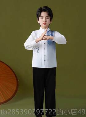 新款风民族格小学口生合唱表演服装，主持人才朗诵表演服装，唱儿