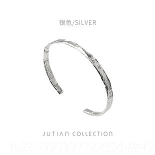 年轻款 纯简银女手炼 约冷款 n金箔纹 化 新款 个性 Jut开ia韩式