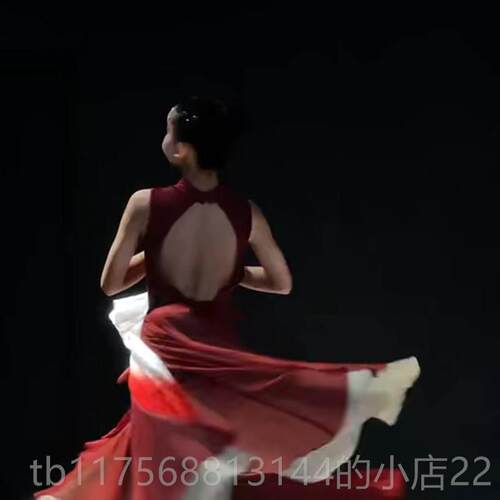 正品少儿亮舞服装扇子舞万雅江色双层红试大摆裙古典舞高艺术考表