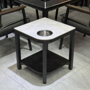 正品麻将馆桌旁茶茶几水架茶置楼棋牌室麻将机专用实木小边几岩板