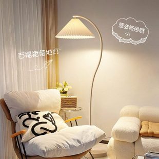 装饰落地灯法式复古奶油客厅立式台灯日式百褶氛围灯具卧室床头18