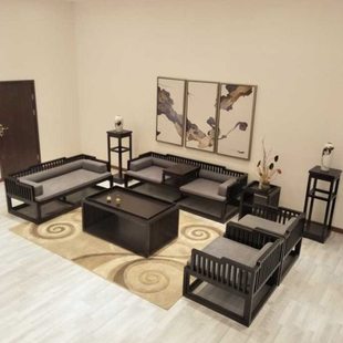 新中式罗汉床实木中式布艺沙发床现代简约禅意床榻酒店样板房家具