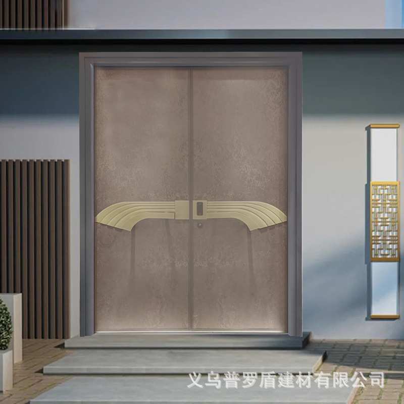 别墅设计中式复古别墅农村院子大门庭院门精致低碳钢进户门入户门