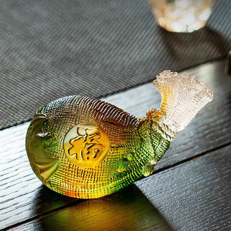 琉璃摆件钱袋福袋琉璃茶宠开业乔迁婚礼礼品家居装饰卓桌面摆件