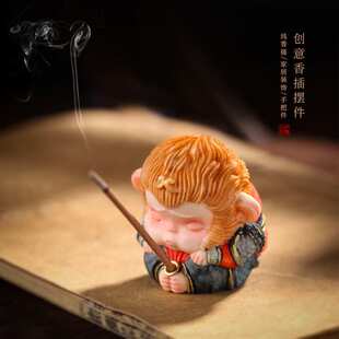 禅意可爱驼鹿角手工彩绘 悟空创意线香插摆件家居茶桌装饰品香插