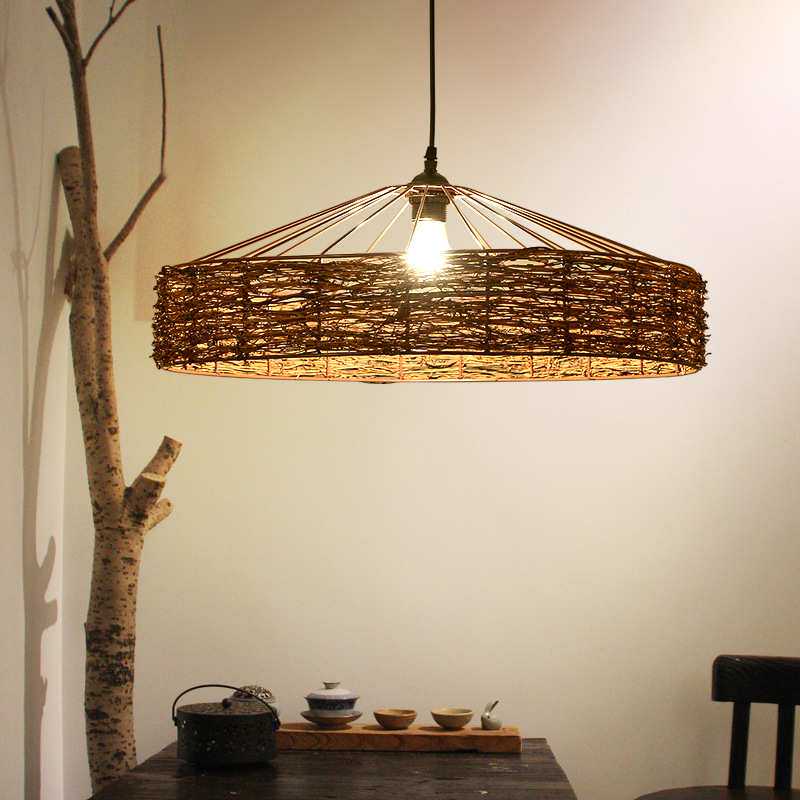 灯具现代简约铁艺藤编藤艺美式乡村田园复古怀旧客厅餐厅吧台吊灯