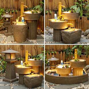 庭院日式竹子景观田园禅意流水摆件民宿店面阳台喷泉造景工艺品