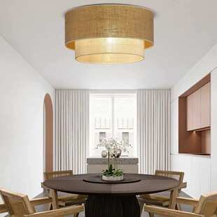 日式侘寂风餐厅卧室布艺吸顶灯北欧客厅卧室书房阳台过道玄关灯具