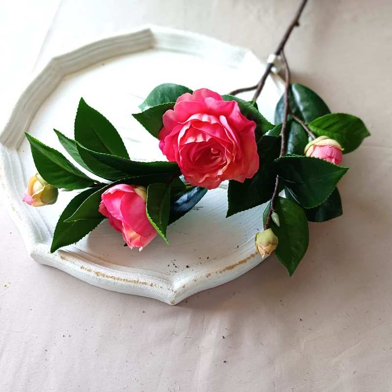 北欧单支伯爵茶花假花手捧花仿真花客厅电视柜布艺花束摆设装饰花
