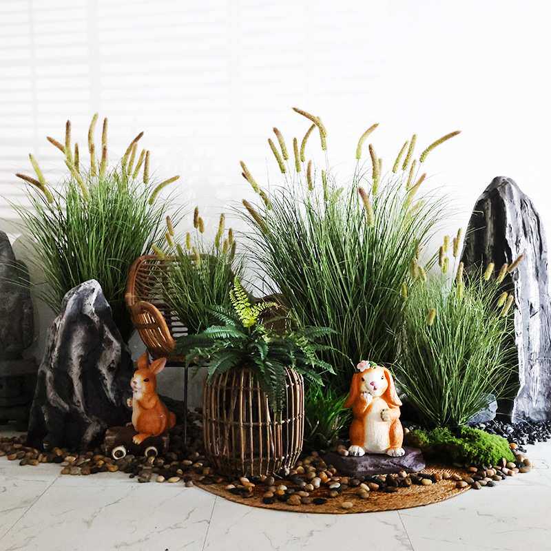 仿真芦苇狗尾草毛草室内落地绿植假花工程景观造景装饰花艺摆件