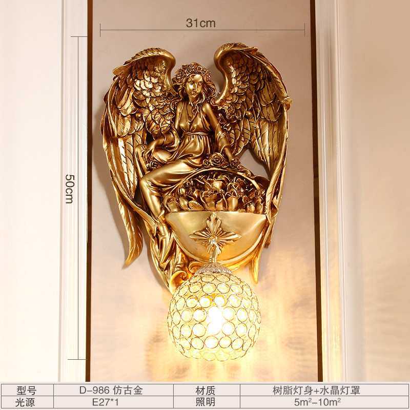欧式复古天使客厅玄关装饰壁灯餐厅门前灯简欧过道走廊卧室床头灯
