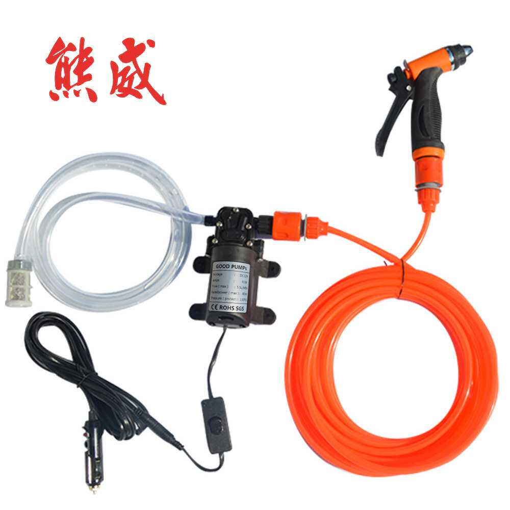 12V80W便捷式高压洗车器家用水枪清洁器车载手持大功率电动洗车器