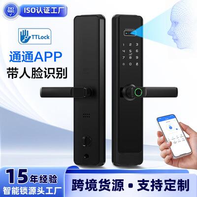 跨境供应海内外可用通通APP 半自动智能门锁 人脸识别指纹密码锁