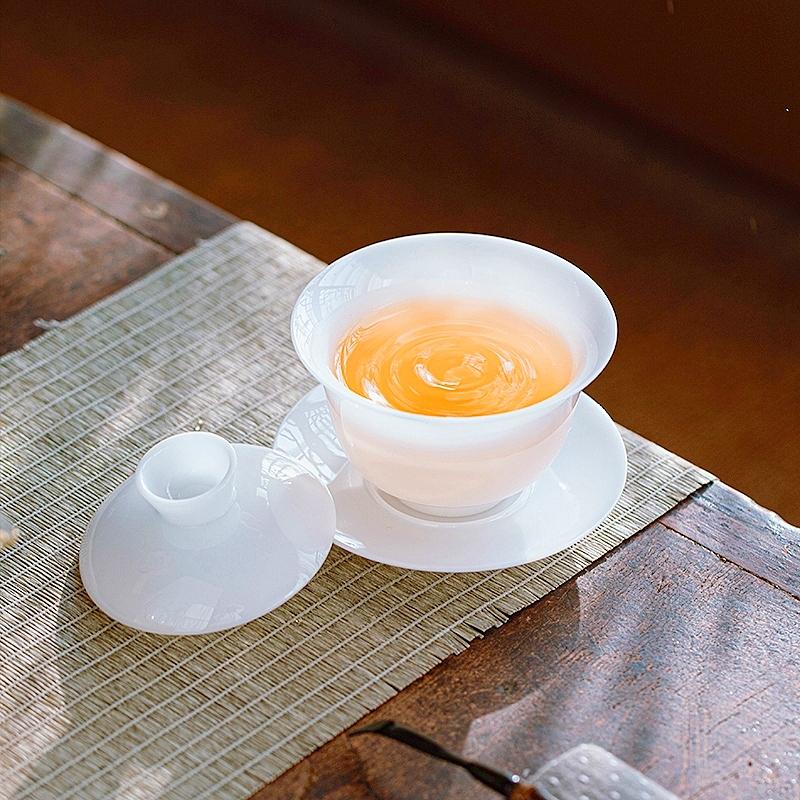 德化白瓷玉瓷高档冰种盖碗茶