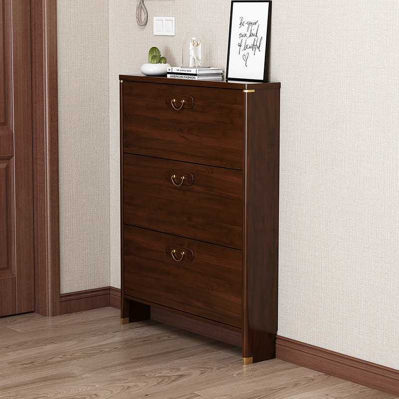 新中式超薄翻斗鞋柜家用门口实木框入户靠墙玄关柜子小户型窄鞋