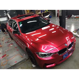 金 银 蓝 灰 橙全车改色车身贴膜 汽车贴膜 粉 亮面金属极光红