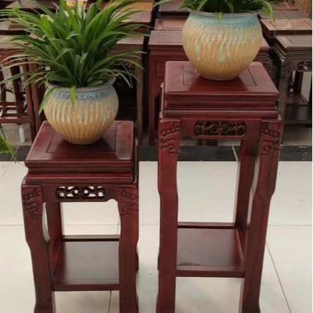 实木花架客厅仿古榆木鱼缸架盆景桌中式电话桌盆栽落地式底座