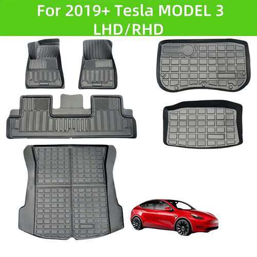 For 2019+ MODEL 3 LHD RHD TPE Car Floor Mat/Rear Trunk Mat