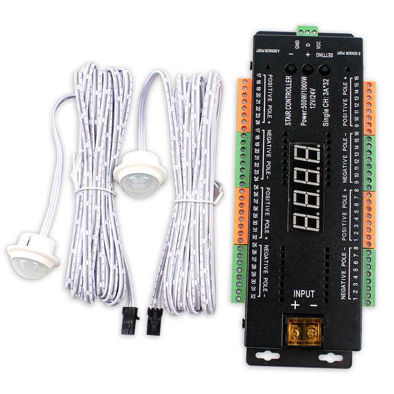 LED楼梯灯控制器调光器运动传感器32路人体感应网红楼梯灯控制器