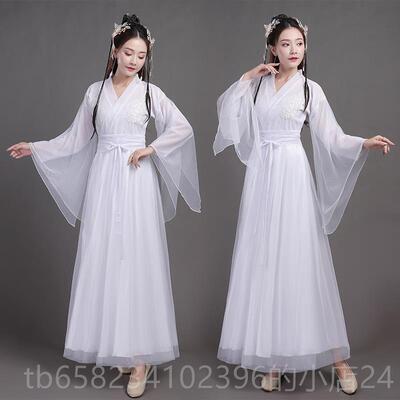 新款古装女服襦裙仙女粉色清淡雅仙气汉风古广袖新原创演出服装春