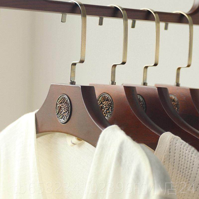 高档那木防澜多好美式实木衣架子宽肩复古头衣撑家用简约无痕滑挂