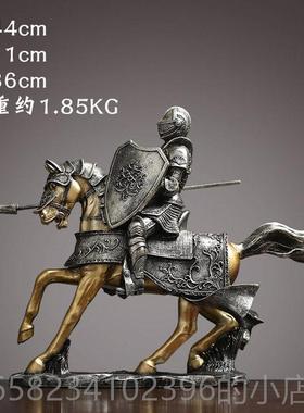 高档北欧轻奢铠功甲骑士式马成摆件创意中客到厅办公室装饰品开业