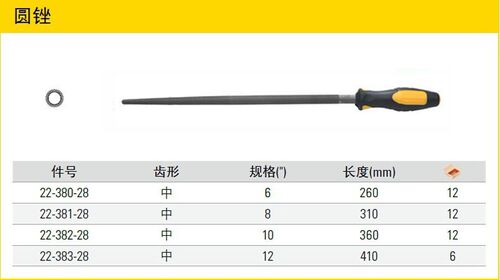 史丹利工具6/8/10/12寸中齿圆锉22-380/22-381/22-382/22-383-28