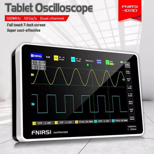 新款 FNIRSI-1013D 双通道数字触摸平板示波器 100M带宽1GS采样率