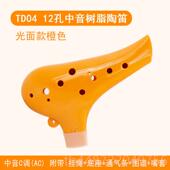 正品 清歌T04树脂d陶笛中C音调12孔奏初学者演教学水洗陶笛