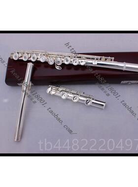 正品9256纯银长头长笛乐法国117孔B尾开口全银专业器长笛演奏考试